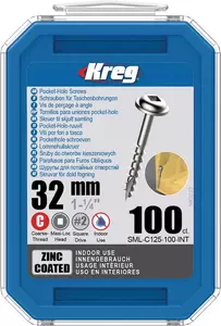 Kreg Zinc Maxi-Loc Pocket-Hole Screws - 32 mm, coarse