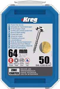 Kreg Zinc Maxi-Loc Pocket-Hole Screws - 64 mm, coarse