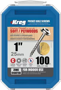 Kreg Zinc Maxi-Loc Pocket-Hole Screws - 25 mm, coarse thread IGM