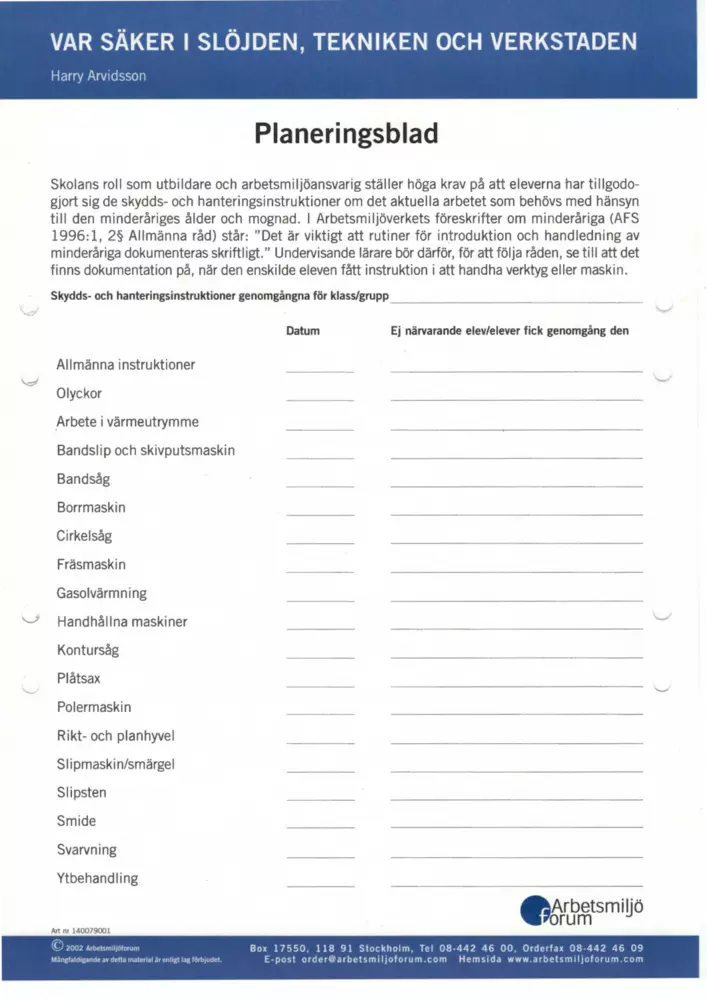 Elevmaterial - Planeringsblad