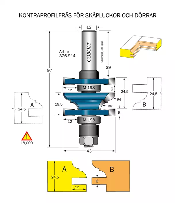 Kontraprofilfräs R6 D43 Not=6 Cobolt®