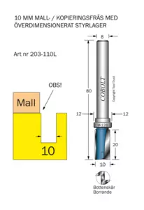 Mallfräs D=10 L=20, undermått Cobolt®