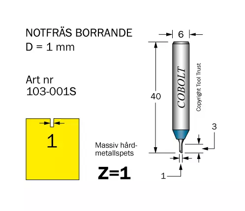 Notfräs D=1 L=3 TL=40 S=6 Z=1 Cobolt®