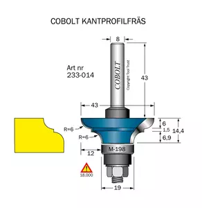 Kantprofilfräs R=6 D=43 S=8 Cobolt®