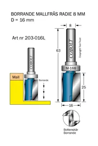 Mallfräs D=16 L=25 TL=63 S=8 Cobolt®
