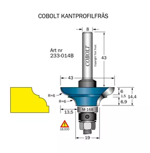 Kantprofilfräs R=6 D=43 S=8 Cobolt®
