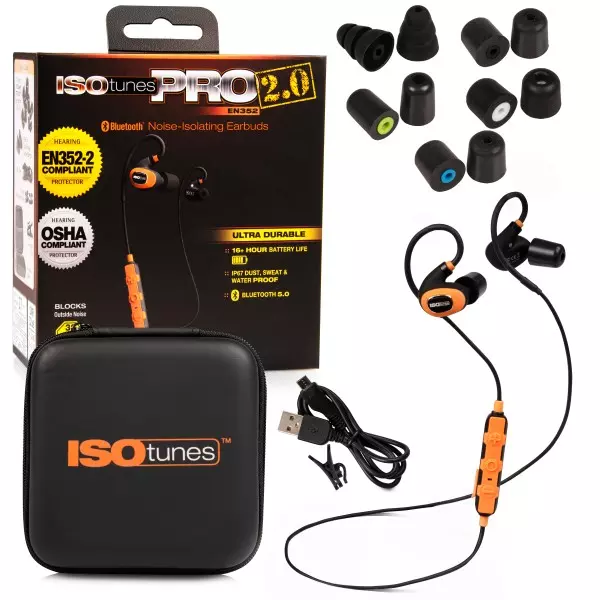ISOTUNES Pro V2 Orange EN352 Öronproppar med bluetooth,vattentäta