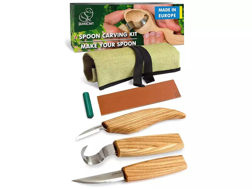BeaverCraft S13 - Skedkarvning SET i tygrulle