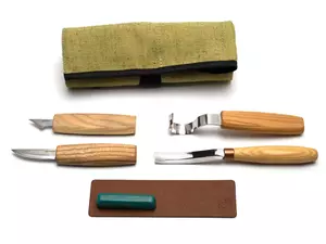 BeaverCraft S49 - Skedkarvning SET i tygrulle (med skölp)