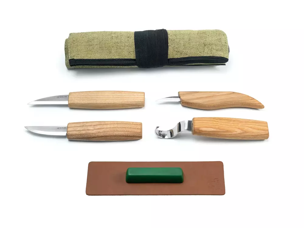 BeaverCraft S48 - Skedkarvning SET i tygrulle