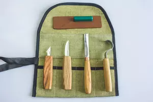 BeaverCraft S49 - Skedkarvning SET i tygrulle (med skölp)