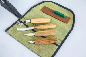 BeaverCraft S49 - Skedkarvning SET i tygrulle (med skölp)