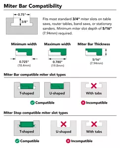 MicroJig ZEROPLAY Miter Bar 2-Pack