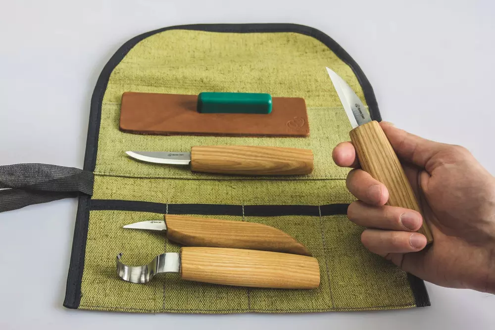 BeaverCraft S48 - Skedkarvning SET i tygrulle