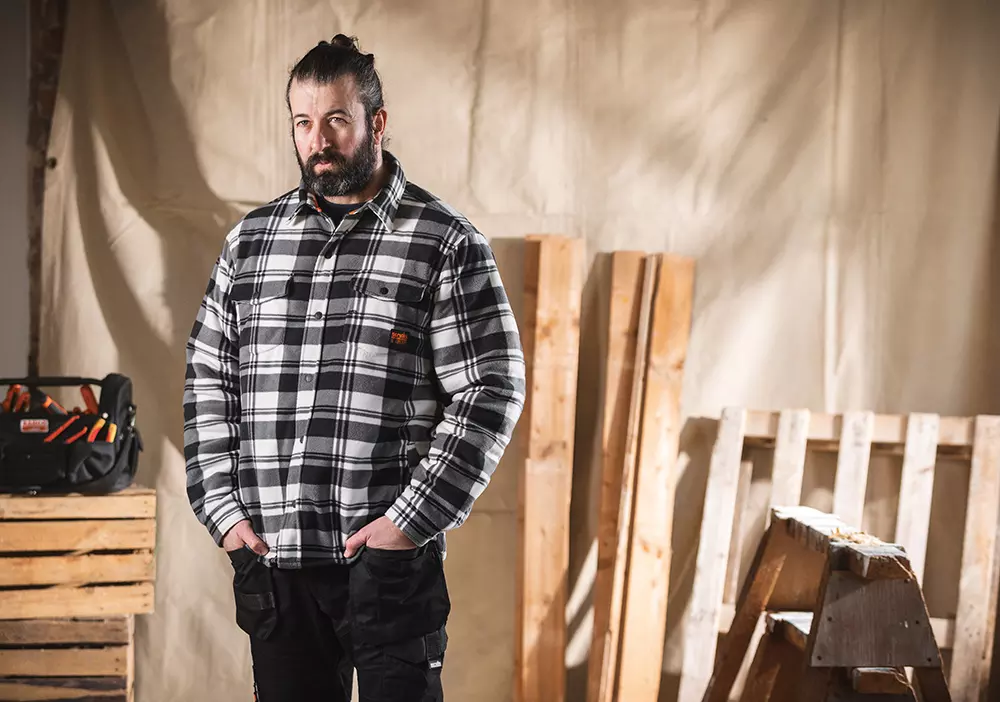 Scruffs vadderad arbetströja Svart/vit S-XXL