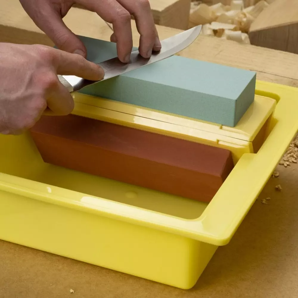SK11 Japanese Sharpening Stone Set with Tray Korn 220, 1000, and 3000