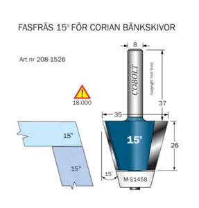 Fasfräs 15° L=26 D=35 S=8 Cobolt®
