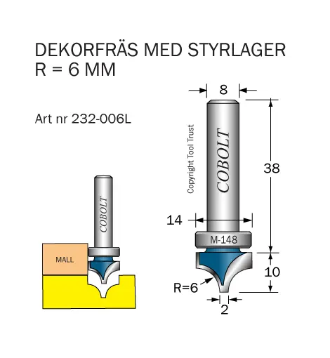 Dekorfräs Pärla m lager M-148 Cobolt®