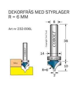 Dekorfräs Pärla m lager M-148 Cobolt®