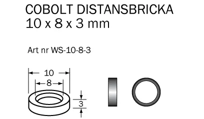 Distansbricka 10 x 8 x 3 mm Cobolt®