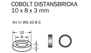 Distansbricka 10 x 8 x 3 mm Cobolt®