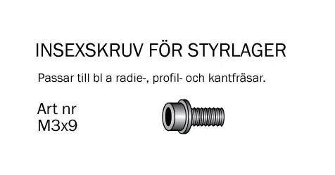 Insexskruv M3x9mm till styrlager Cobolt®