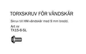 Skruv Torx 15, Dim 6x4x6 mm Cobolt®