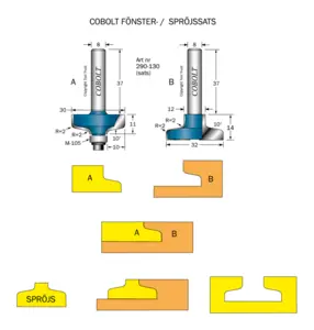 Spröjs & Bågfrässats R=2 (2 st verktyg) Cobolt®