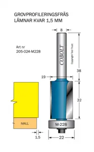 Kantfräs D=19 övermått 1.5mm Cobolt®