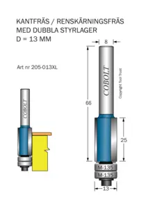 Kantfräs m dubbla lager M-135 Cobolt®