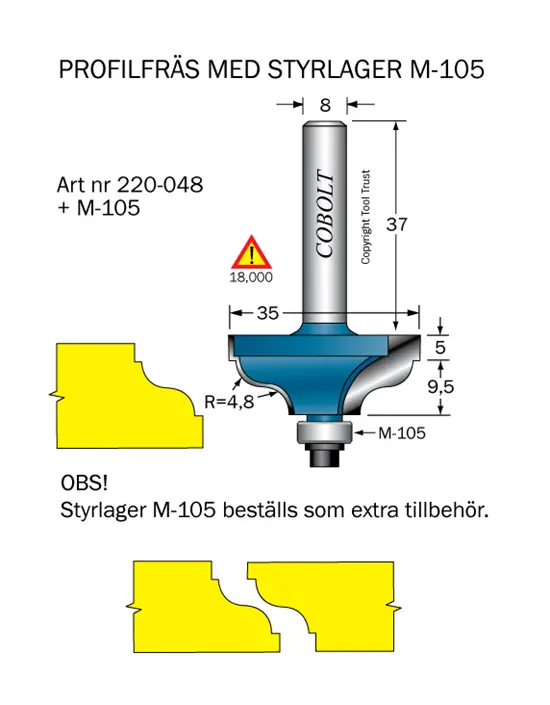 Kantprofilfräs R=4.8 L=14.5 F=11 Cobolt®