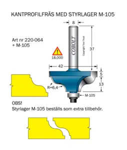 Kantprofilfräs R=6.4 L=18 F=14.5 Cobolt®