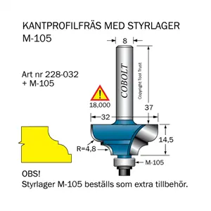Kantprofilfräs R=4.8 L=14.5 F=9.5 Cobolt®