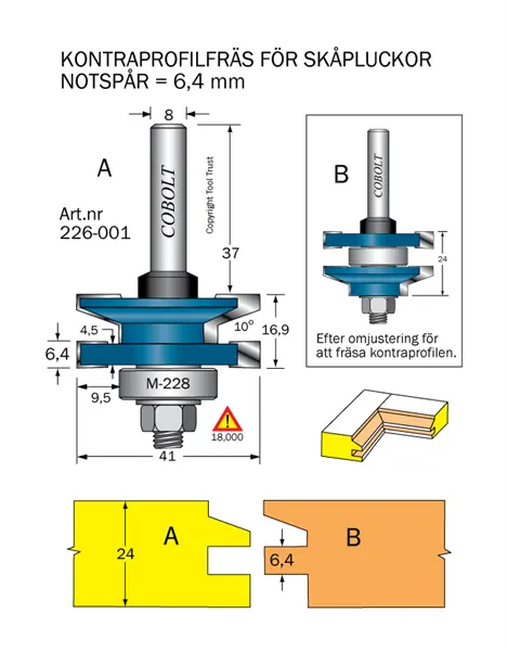 Kontraprofilfräs 10° D=41 Not=6.4 S=8 Cobolt®