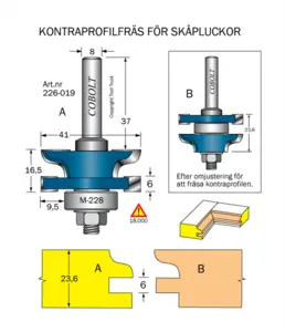 Kontraprofilfräs R=4.8 D=41 Not=6 S=8 Cobolt®