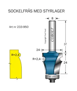 Listprofilfräs pärla D=24 L=24 R=2.4 Cobolt®