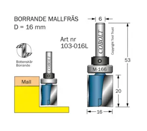Mallfräs D=16 L=20 TL=53 S=6 Cobolt®