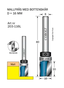 Mallfräs D=16 L=20 TL=80 S=8 Cobolt®