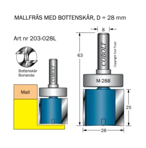 Mallfräs D=28 L=25 TL=63 S=8 Cobolt®