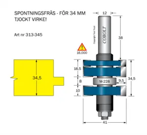 Spontfräs L1=8 L2=34.5 F=9.5 D=41 S=12 Cobolt®