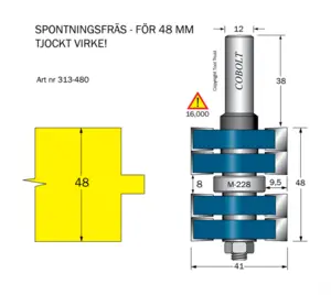 Spontfräs L1=8 L2=48 F=9.5 D=41 S=12 Cobolt®