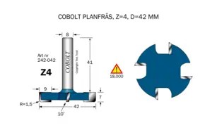 Planfräs Z=4 D=42 R=1.5 Cobolt®