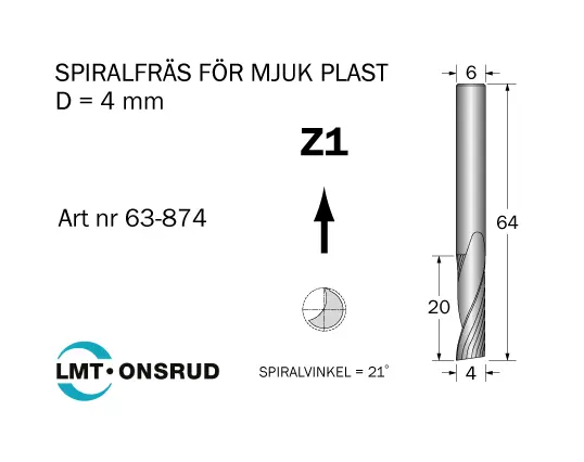 Spiralfräsar för Mjukplast - Positiv