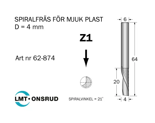 Spiralfräsar för Mjukplast - Negativ