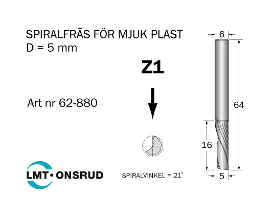 Spiralfräsar för Mjukplast - Negativ