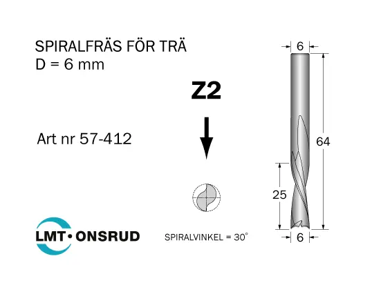 Spiralfräsar för Trä - Negativ