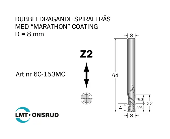 Dubbeldragande Spiralfräs med coating 