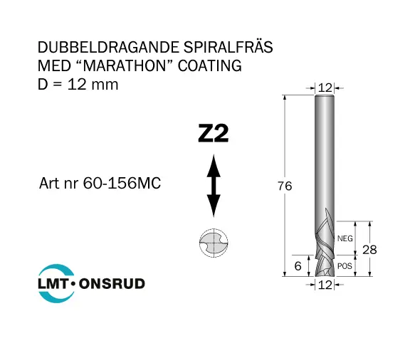 Dubbeldragande Spiralfräs med coating 