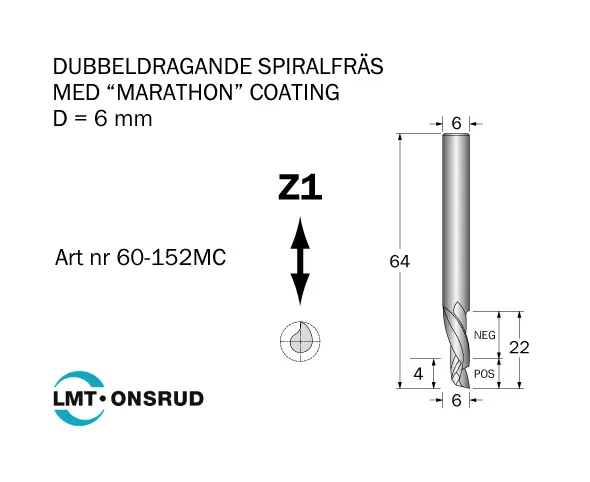 Dubbeldragande Spiralfräs med coating 