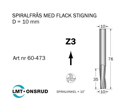 Spiralfräs D=10 L=35 TL=76 S=10 Cobolt®